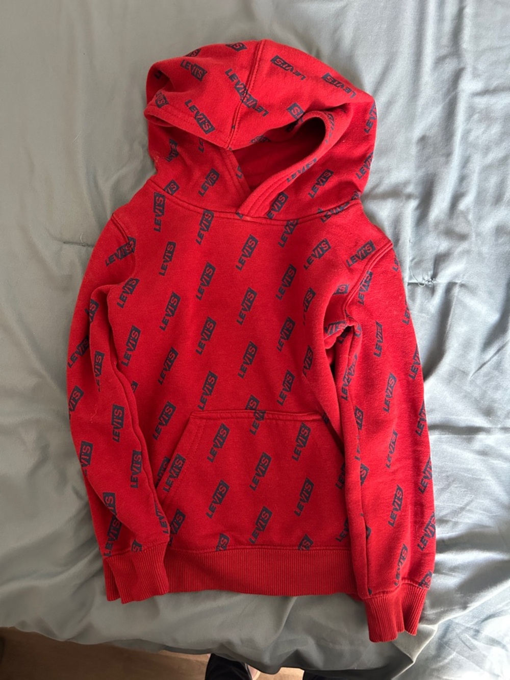 Levi's Kids Red Hoodie with All-Over Navy Logo